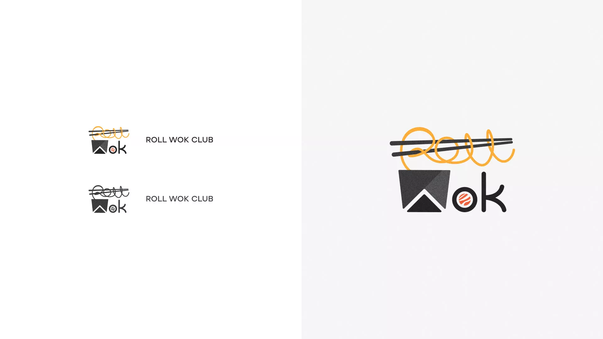 Разработка логотипа суши-бара «Roll Wok Club» в Чкаловском