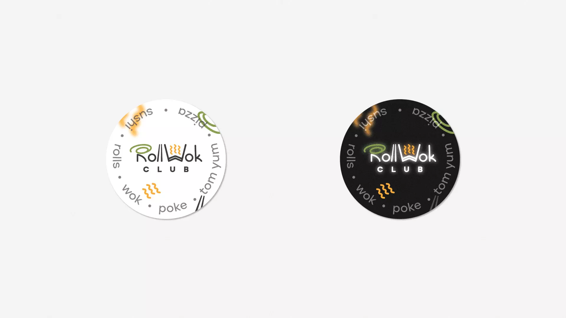 Разработка наклеек для суши-бара «Roll Wok Club» в Чкаловском